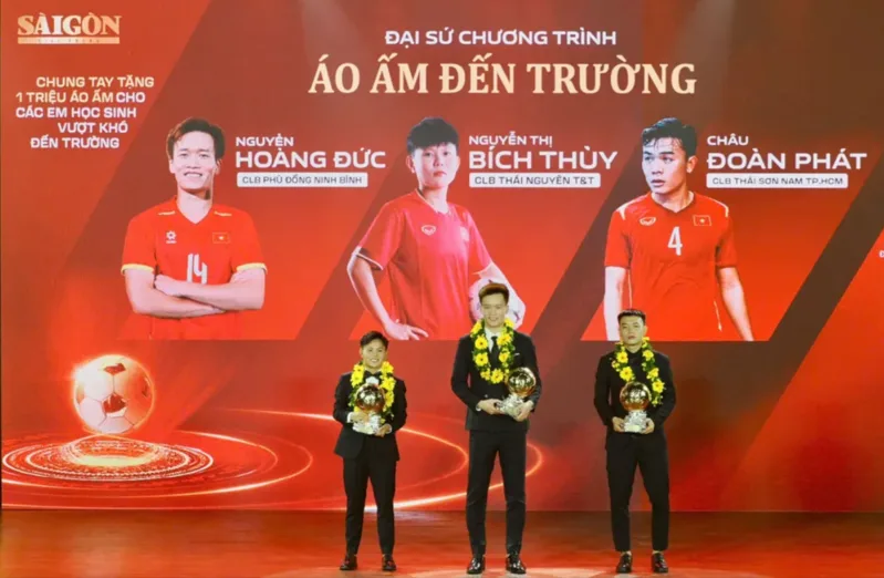 Bích Thùy và Châu Đoàn Phát được vinh danh, cho thấy sự đa dạng của hệ thống giải thưởng bóng đá Việt Nam.